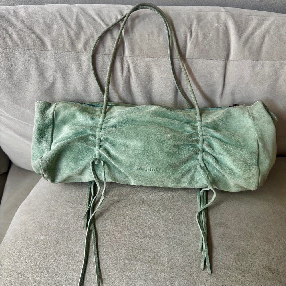 Miu Miu Mint Green Suede Shoulder Bag